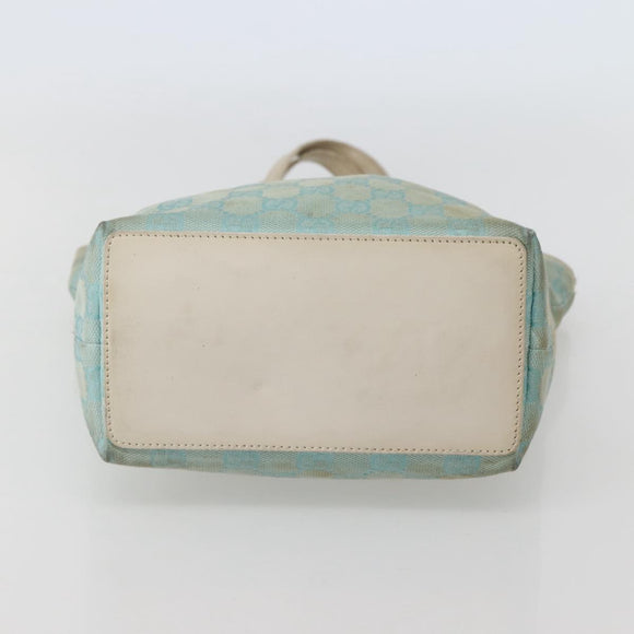 GUCCI GG Canvas Tote Bag Light Blue Gold 002 1099 Auth 130091