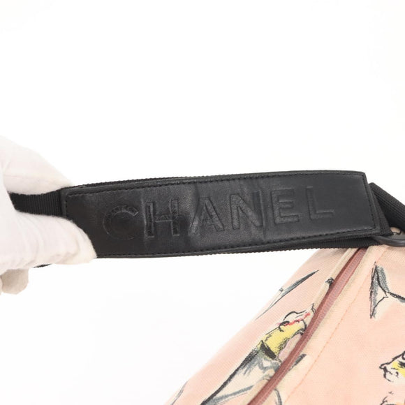 CHANEL Shoulder Bag Canvas Pink Gold CC Auth 130093