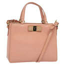 Salvatore Ferragamo Vala Hand Bag Leather 2way Pink Gold Auth 130110-1