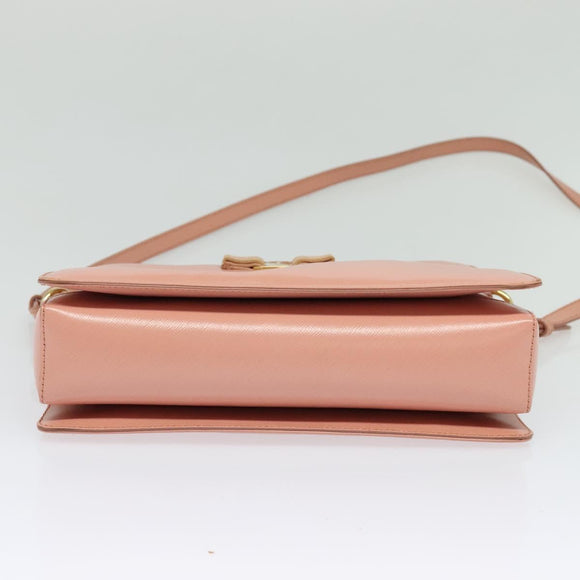 Salvatore Ferragamo Vala Hand Bag Leather 2way Pink Gold Auth 130110