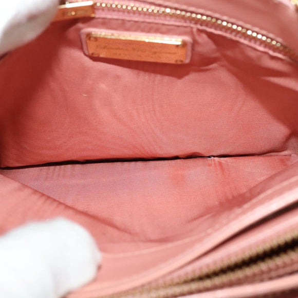 Salvatore Ferragamo Vala Hand Bag Leather 2way Pink Gold Auth 130110