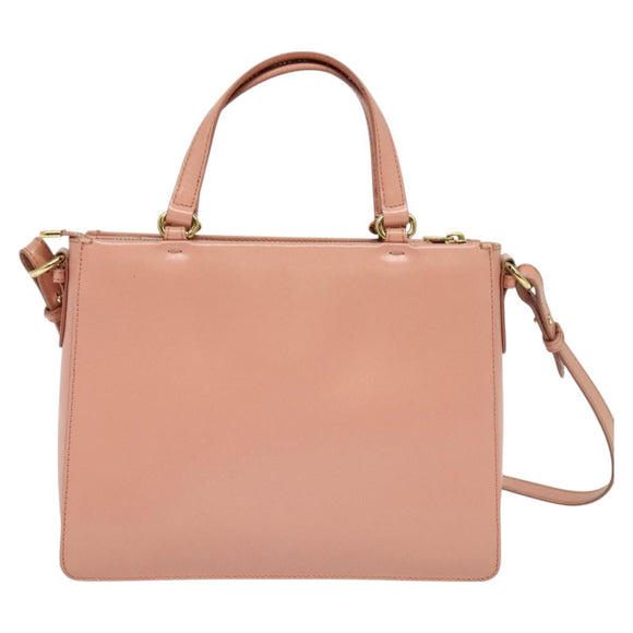 Salvatore Ferragamo Vala Hand Bag Leather 2way Pink Gold Auth 130110