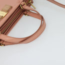 Salvatore Ferragamo Vala Hand Bag Leather 2way Pink Gold Auth 130110-7