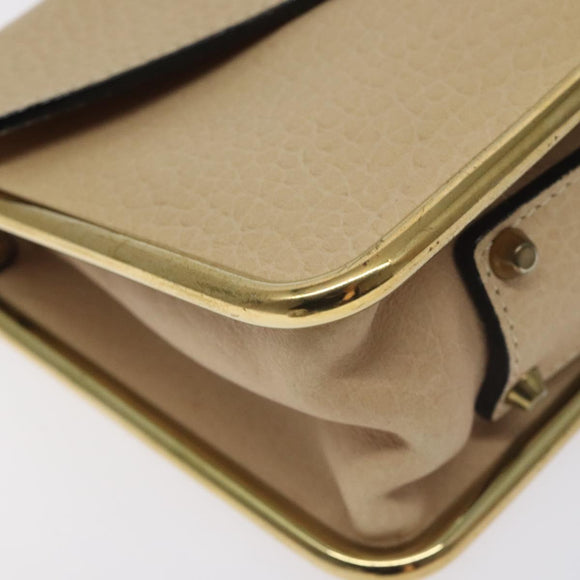 Chloe Chain Sally Shoulder Bag Leather Beige Gold Auth 130115