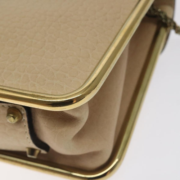 Chloe Chain Sally Shoulder Bag Leather Beige Gold Auth 130115