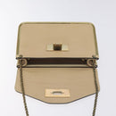 Chloe Chain Sally Shoulder Bag Leather Beige Gold Auth 130115-18