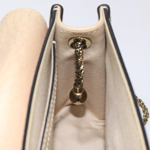 Chloe Chain Sally Shoulder Bag Leather Beige Gold Auth 130115