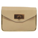 Chloe Chain Sally Shoulder Bag Leather Beige Gold Auth 130115-13