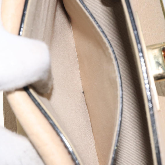 Chloe Chain Sally Shoulder Bag Leather Beige Gold Auth 130115