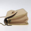 Chloe Chain Sally Shoulder Bag Leather Beige Gold Auth 130115-4
