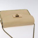 Chloe Chain Sally Shoulder Bag Leather Beige Gold Auth 130115-6