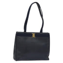 Salvatore Ferragamo Tote Bag Snakeskin embossed Navy Gold Auth 130119-1