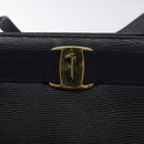 Salvatore Ferragamo Tote Bag Snakeskin embossed Navy Gold Auth 130119-10