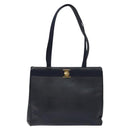 Salvatore Ferragamo Tote Bag Snakeskin embossed Navy Gold Auth 130119-13