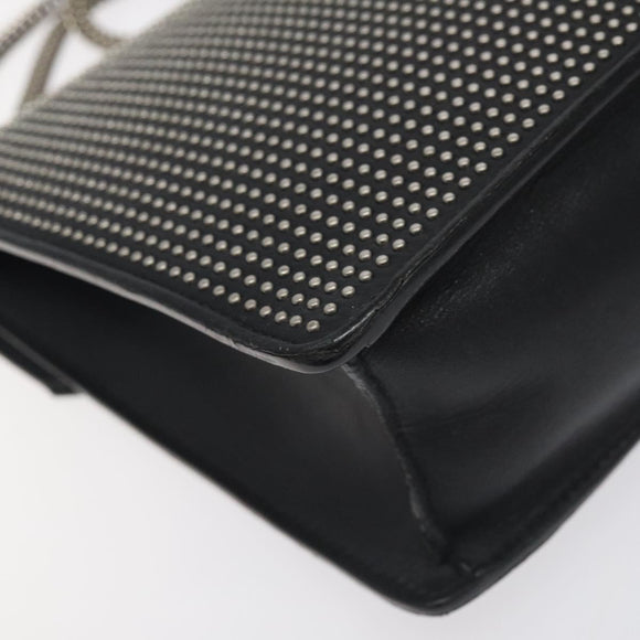 SAINT LAURENT Chain Betty Shoulder Bag Leather Black Silver Auth 130120