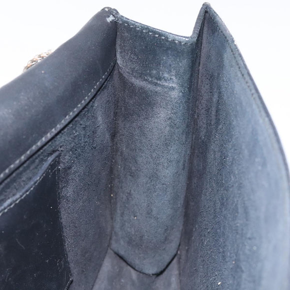 SAINT LAURENT Chain Betty Shoulder Bag Leather Black Silver Auth 130120