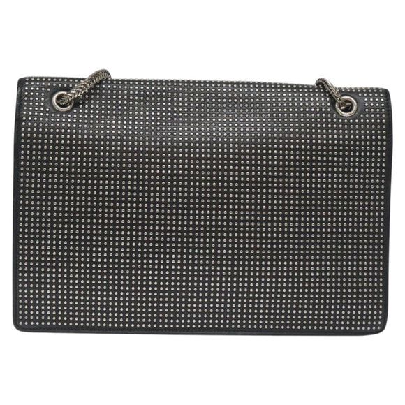 SAINT LAURENT Chain Betty Shoulder Bag Leather Black Silver Auth 130120