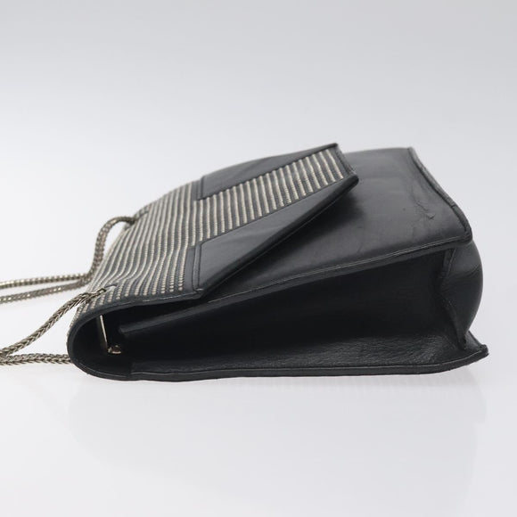SAINT LAURENT Chain Betty Shoulder Bag Leather Black Silver Auth 130120