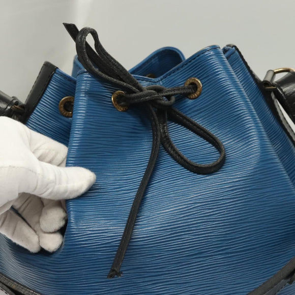 LOUIS VUITTON Epi Petit Noe Shoulder Bag Bicolor Black Blue M44152 Auth 130129