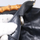 GUCCI Bamboo Hand Bag Leather Black Gold 001 2113 1638 Auth 130141-14