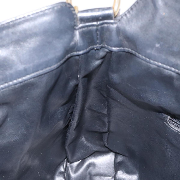 GUCCI Bamboo Hand Bag Leather Black Gold 001 2113 1638 Auth 130141