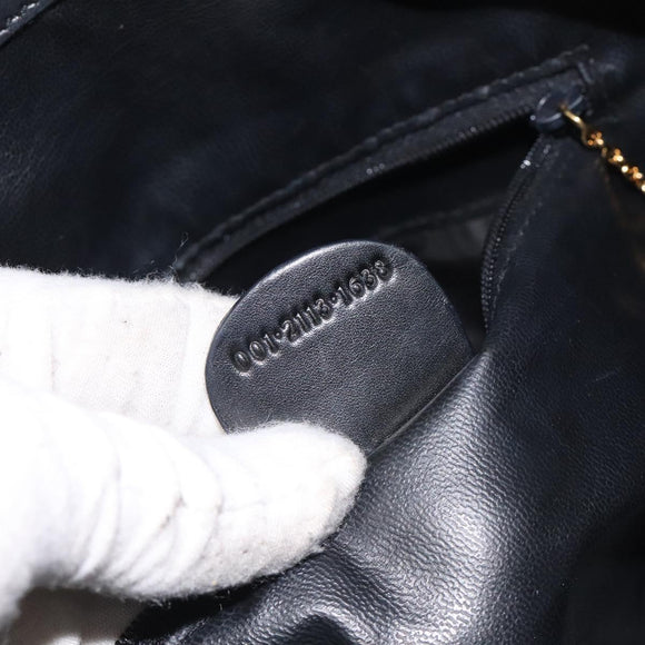 GUCCI Bamboo Hand Bag Leather Black Gold 001 2113 1638 Auth 130141