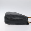 GUCCI Bamboo Hand Bag Leather Black Gold 001 2113 1638 Auth 130141-4