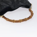 GUCCI Bamboo Hand Bag Leather Black Gold 001 2113 1638 Auth 130141-7