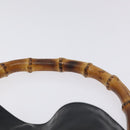GUCCI Bamboo Hand Bag Leather Black Gold 001 2113 1638 Auth 130141-8