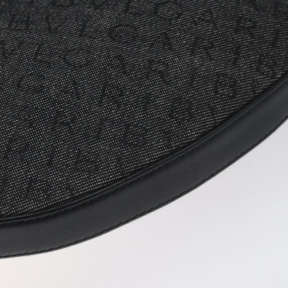 BVLGARI Logo Mania Shoulder Bag Canvas Leather Black Silver Auth 130143