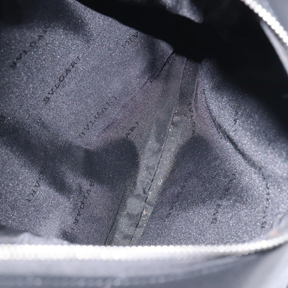 BVLGARI Logo Mania Shoulder Bag Canvas Leather Black Silver Auth 130143