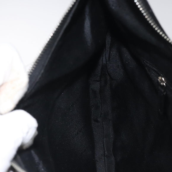 BVLGARI Logo Mania Shoulder Bag Canvas Leather Black Silver Auth 130143