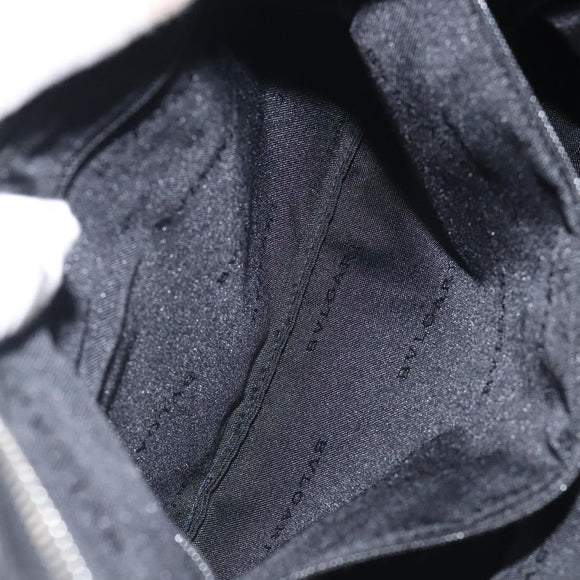 BVLGARI Logo Mania Shoulder Bag Canvas Leather Black Silver Auth 130143