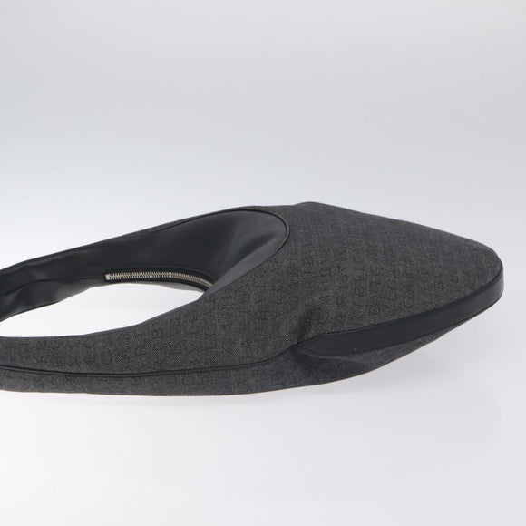 BVLGARI Logo Mania Shoulder Bag Canvas Leather Black Silver Auth 130143