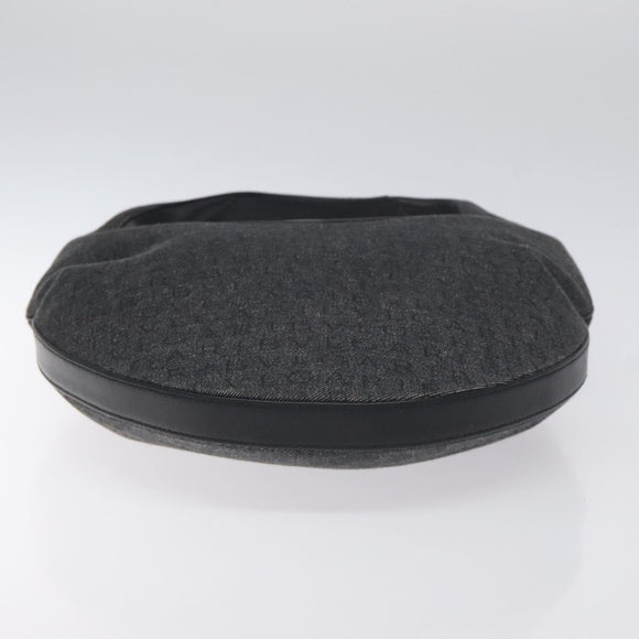 BVLGARI Logo Mania Shoulder Bag Canvas Leather Black Silver Auth 130143