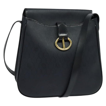 Christian Dior Honeycomb Canvas Shoulder Bag PVC Black Gold Auth 130145