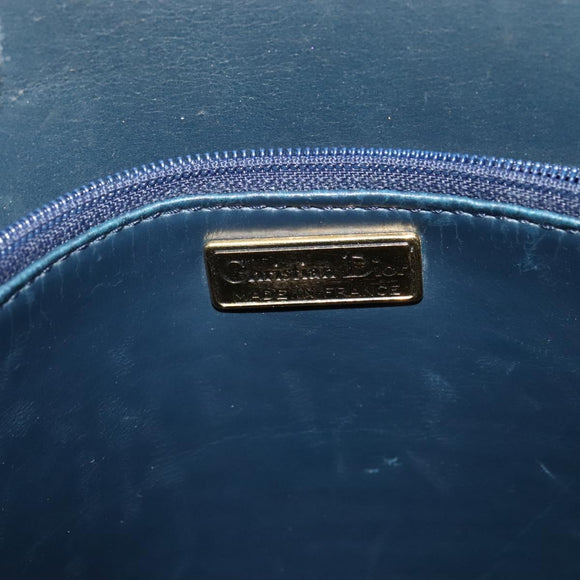 Christian Dior Honeycomb Canvas Shoulder Bag PVC Black Gold Auth 130145