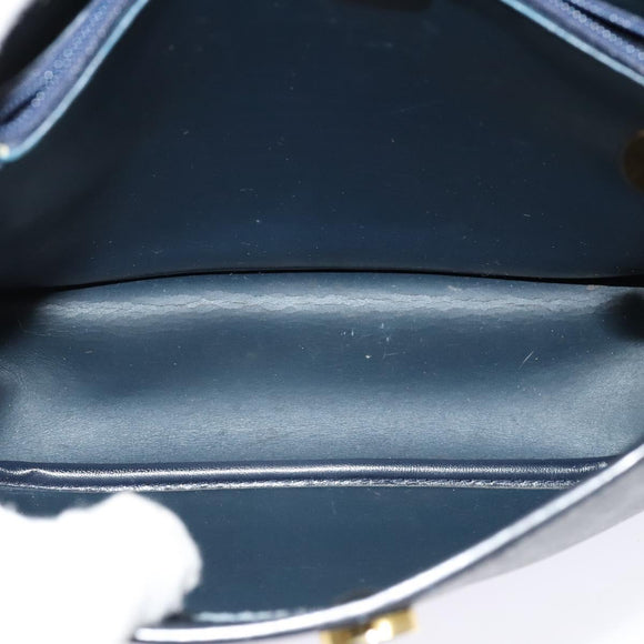 Christian Dior Honeycomb Canvas Shoulder Bag PVC Black Gold Auth 130145