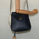 Christian Dior Honeycomb Canvas Shoulder Bag PVC Black Gold Auth 130145-20