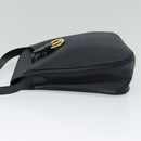 Christian Dior Honeycomb Canvas Shoulder Bag PVC Black Gold Auth 130145-4