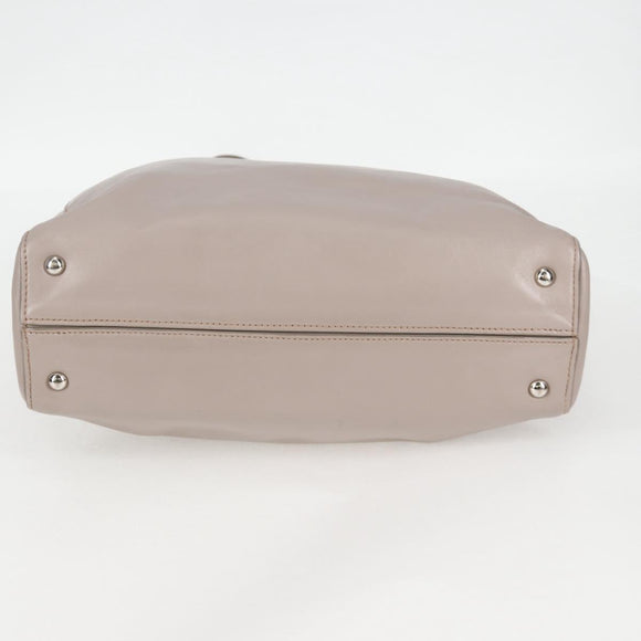 Miu Miu Tragetasche Leder Silber Hellgrau Auth 130156V