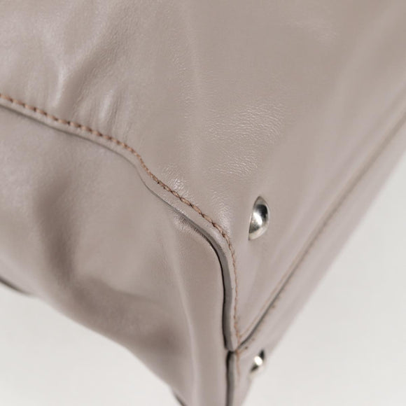 Miu Miu Tote Bag Leather Silver Light gray Auth 130156V