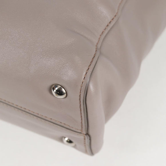 Miu Miu Tragetasche Leder Silber Hellgrau Auth 130156V
