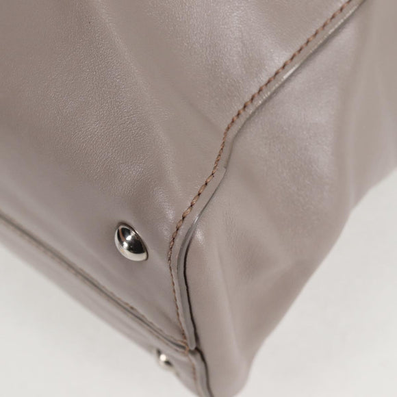 Miu Miu Tragetasche Leder Silber Hellgrau Auth 130156V