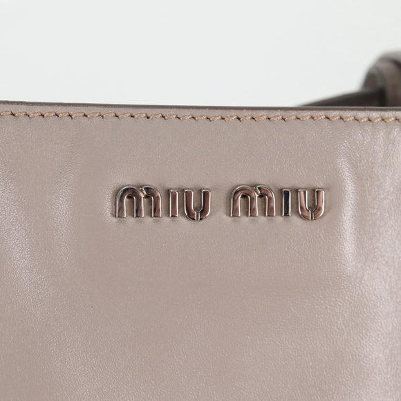 Miu Miu Tote Bag Leather Silver Light gray Auth 130156V