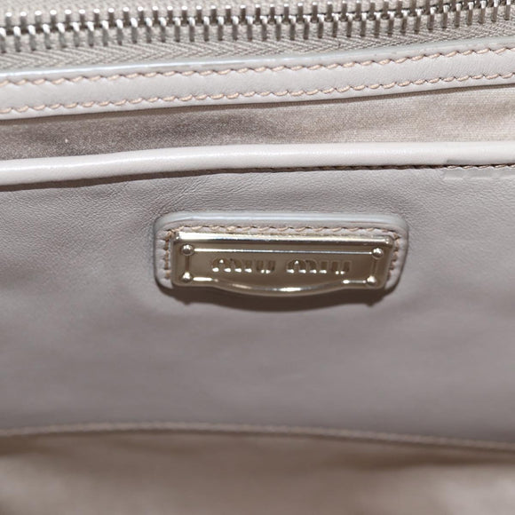 Miu Miu Tote Bag Leather Silver Light gray Auth 130156V