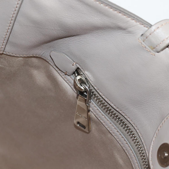 Miu Miu Tragetasche Leder Silber Hellgrau Auth 130156V