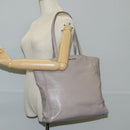 Miu Miu Tragetasche Leder Silber Hellgrau Auth 130156V-25