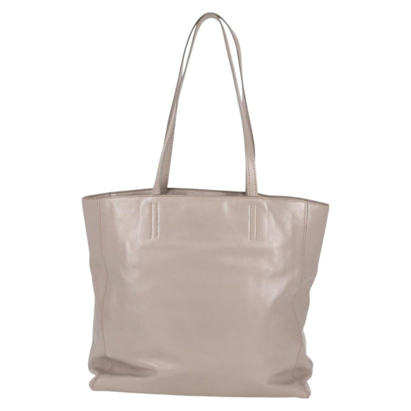 Miu Miu Tragetasche Leder Silber Hellgrau Auth 130156V