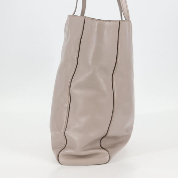Miu Miu Tragetasche Leder Silber Hellgrau Auth 130156V